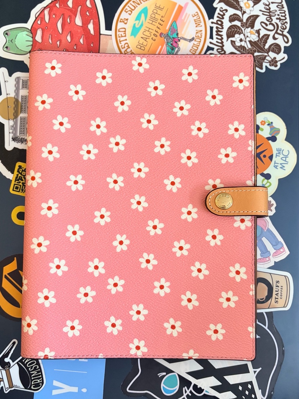 *pre-loved* COACH pink floral notebook cover